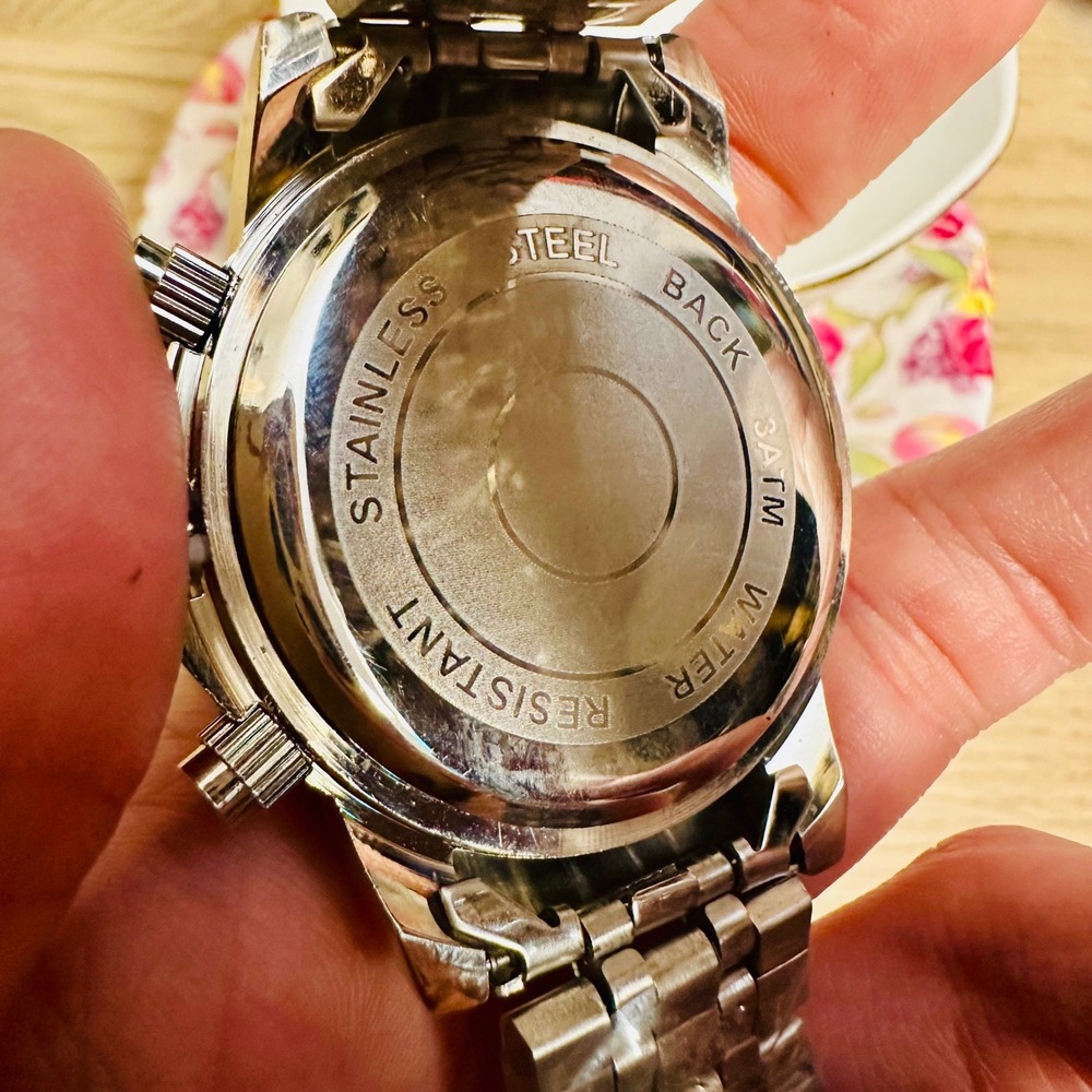 STEELTIME Chronograph Tachymeter Men's Watch Silver Tone‎ Stainless Steel Band - Picture 2 of 6